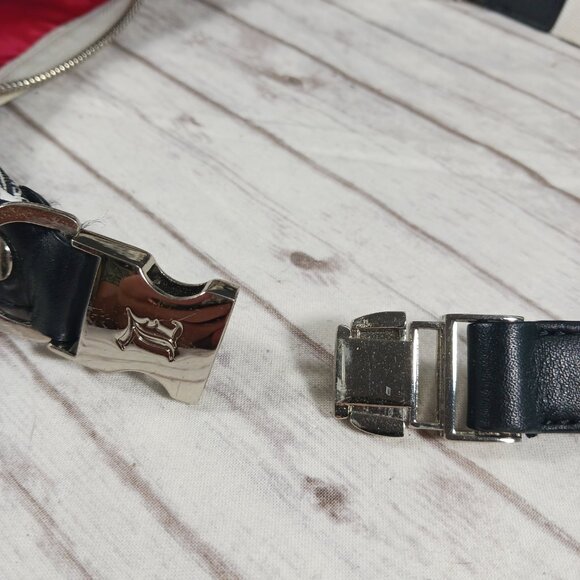 VTG Le SportSac x L.A.M.B. Black White One Zip Shoulder Bag Silver Hardware 9x6" - Picture 12 of 16